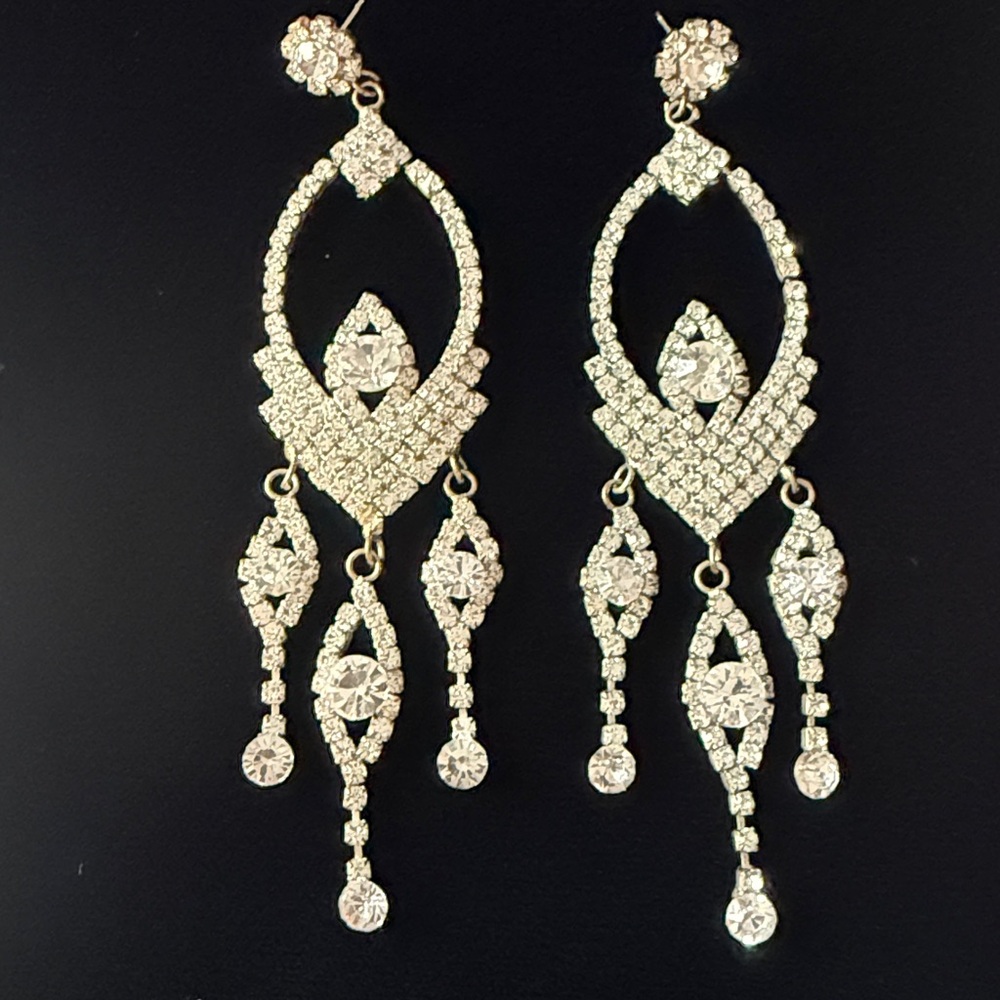 Long Rhinestone earrings.